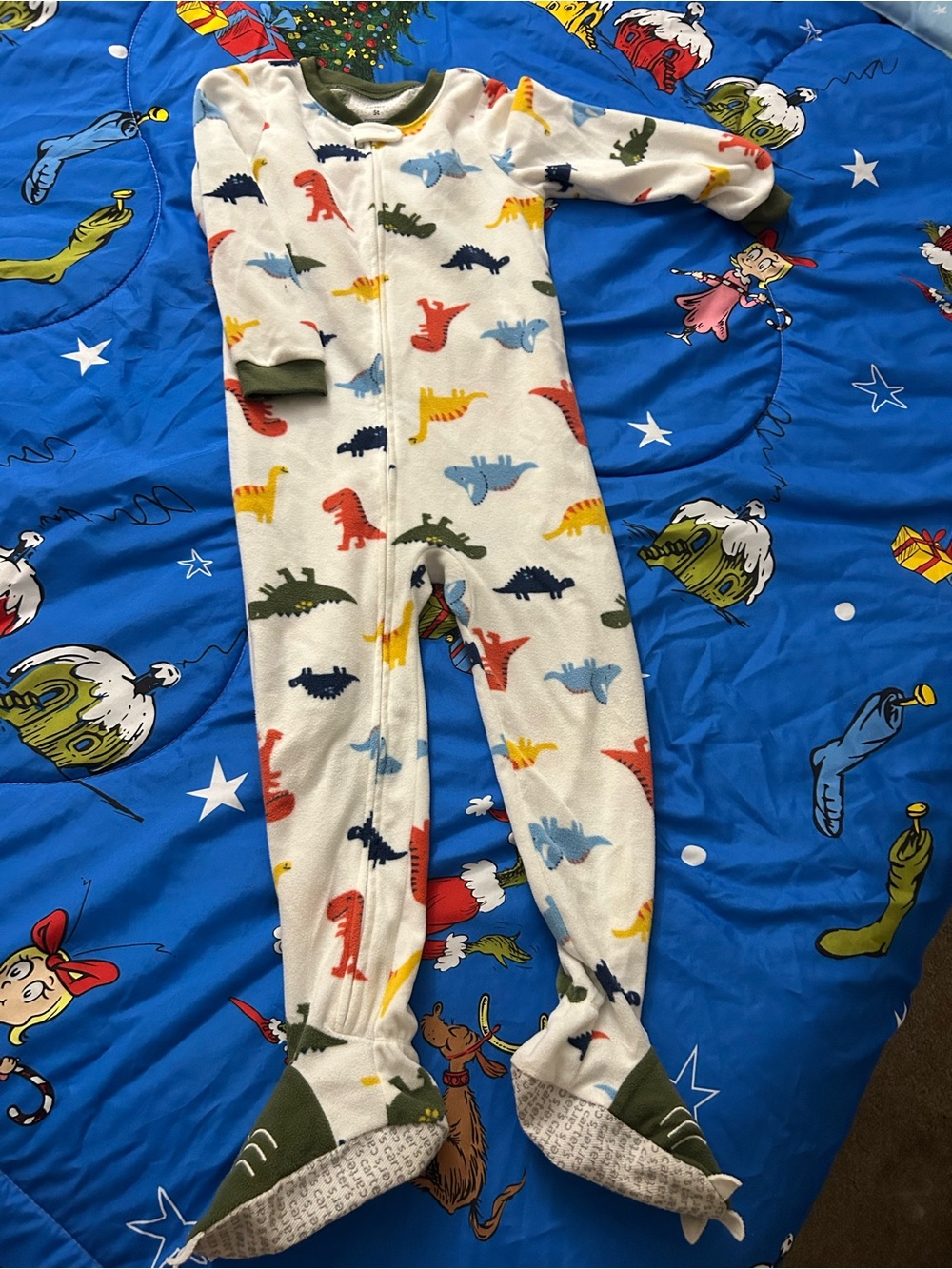 Carter's Cream Footed One-Piece Pajama with Colorful Dino Print